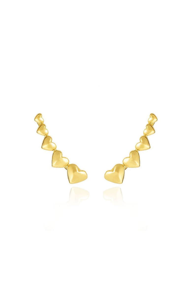 The Lovery Fine Jewelry Heart Ear Climber Earrings, Alternate, color, Yellow Gold