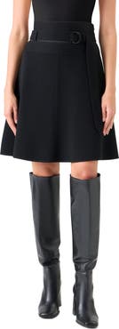 Akris punto Belted Wool Blend Sweater Skirt