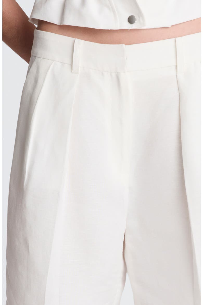 Pleated Linen Bermuda Shorts, Alternate, color, PURE WHITE