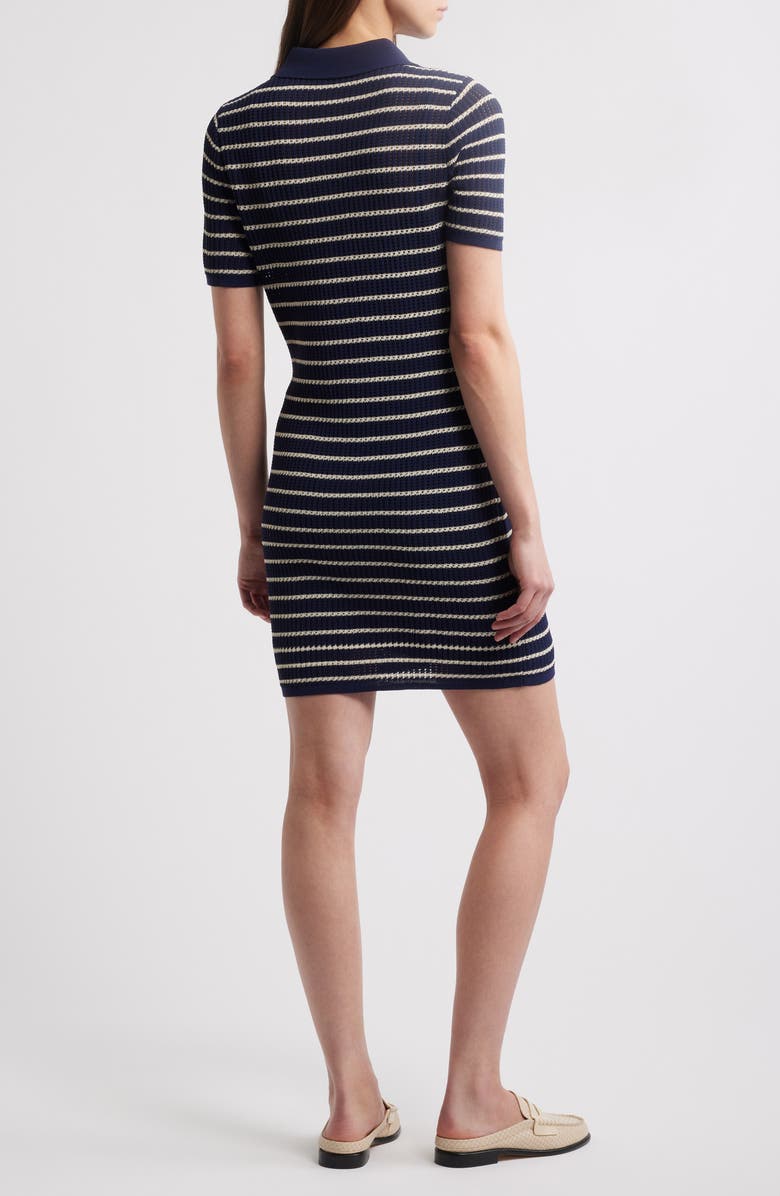rag & bone Viola Stripe Polo Sweater Minidress, Alternate, color, Indigomult