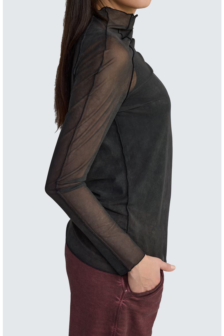 Neva Turtleneck Mesh Blouse, Alternate, color, Misty Black