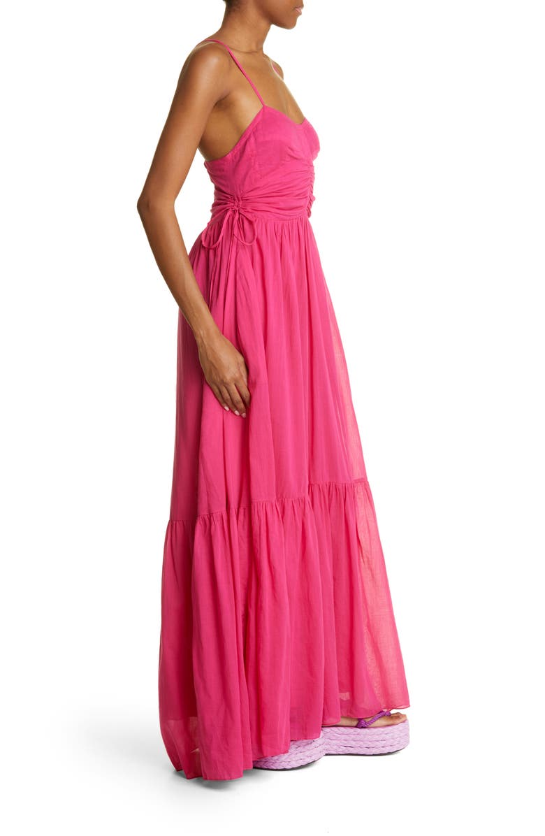 Isabel Marant Étoile Giana Tiered Cotton Maxi Dress, Alternate, color, Fuchsia