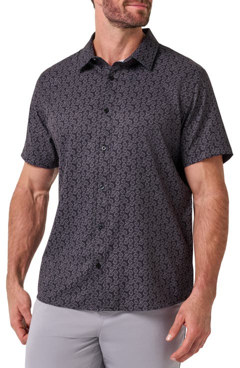 Techwoven Sunlight Floral Short Sleeve Performance Button-Up Shirt