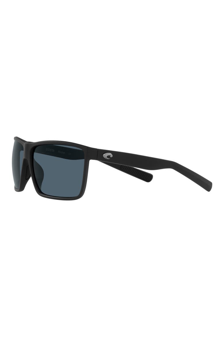 63mm Polarized Oversize Rectangular Sunglasses, Alternate, color, MATTE BLACK 2