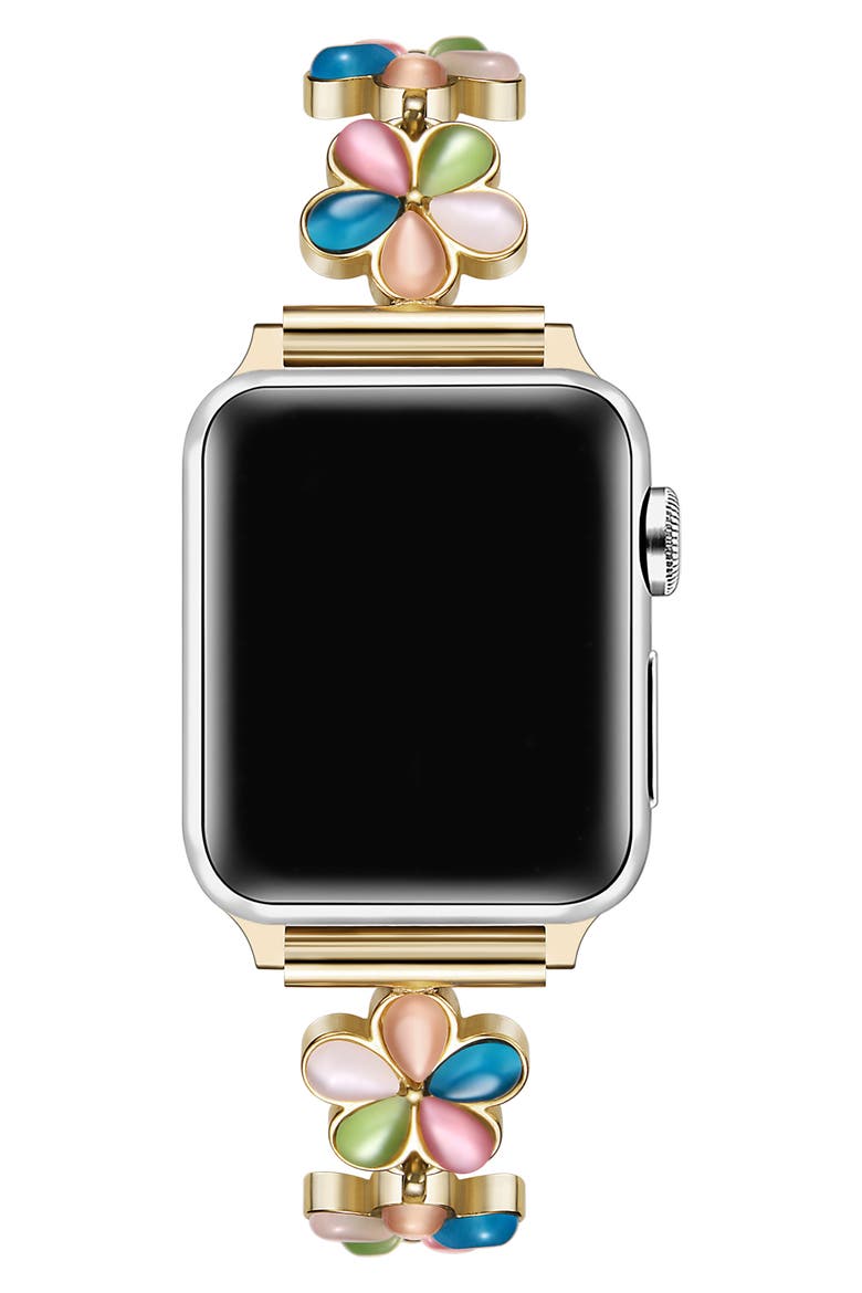 June Flower Bracelet Apple Watch® Watchband, Alternate, color, GOLD MULTI