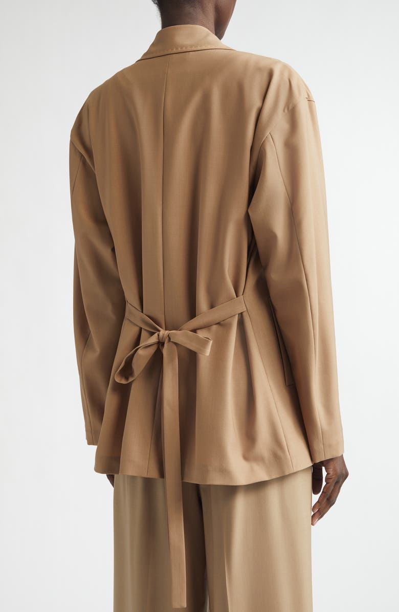 Lafayette 148 New York Tropical Wool Blend Tie Back Jacket, Alternate, color, Brownstone