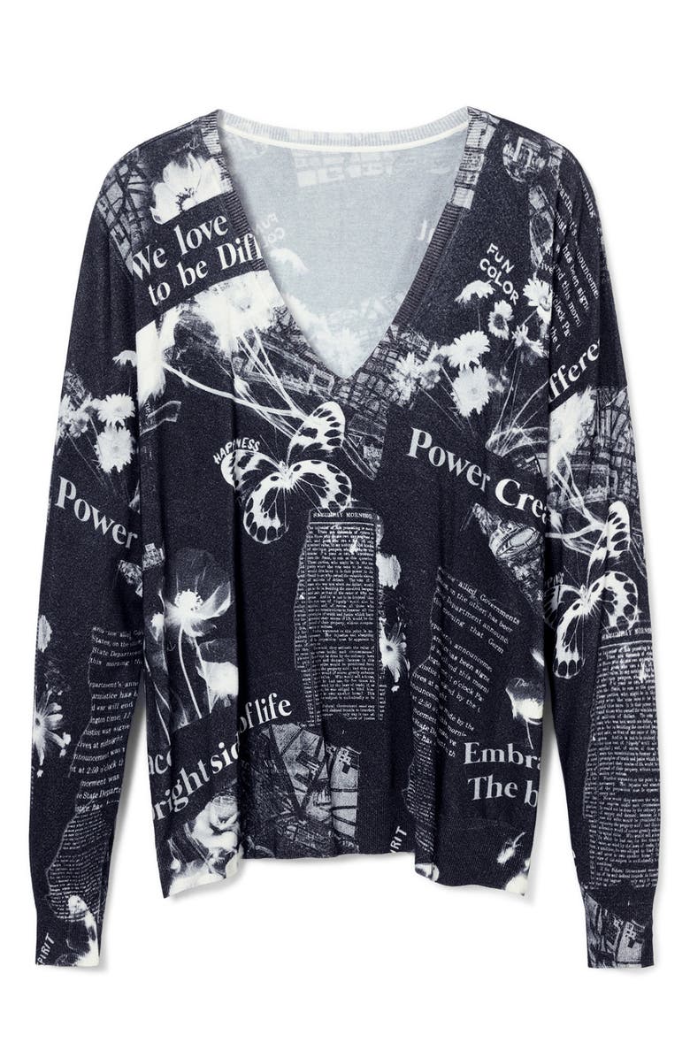 Desigual Kawartha Lakes Print V-Neck Sweater, Alternate, color, 