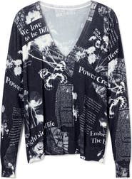 Desigual Kawartha Lakes Print V-Neck Sweater