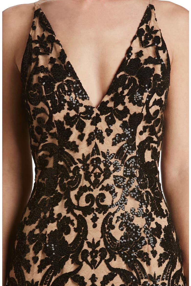 Karen Mermaid Gown, Alternate, color, BLACK/ NUDE LACE