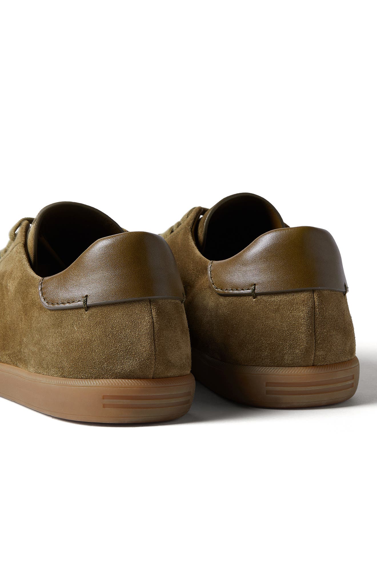 ZEGNA Olive Green 232 Suede Low Top Sneaker, Alternate, color, Felce