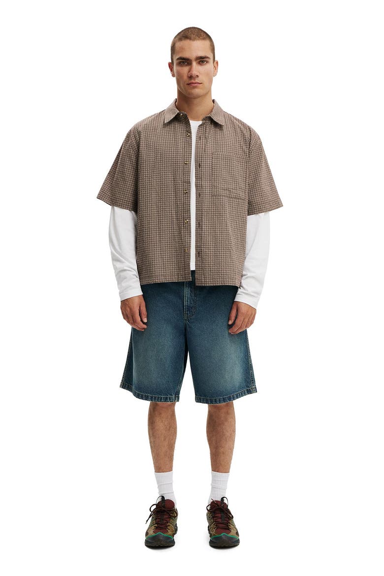 Men's Darcy Short Sleeve Shirt, Alternate, color, Choc Mini Check