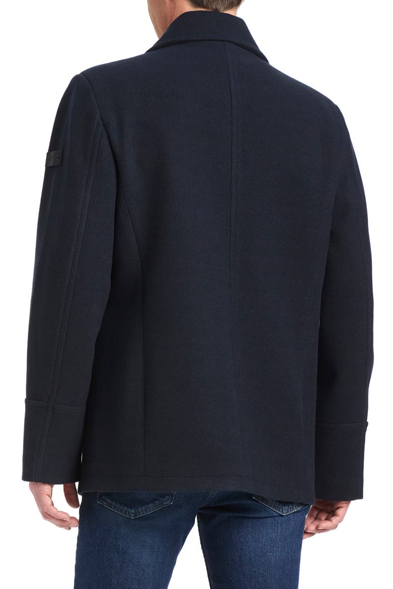 Double Breasted Water Resistant Coat, Alternate, color, NAVY