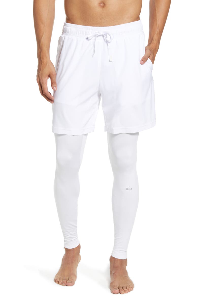 Stability 2-in-1 Athletic Tights, Main, color, WHITE/WHITE
