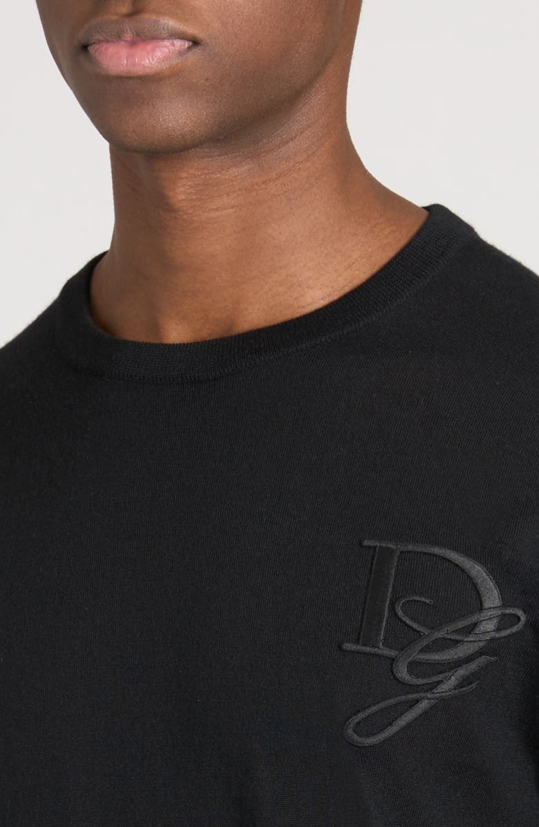 Dolce&Gabbana Logo Long Sleeve Cashmere Knit Top, Alternate, color, N0000 Nero