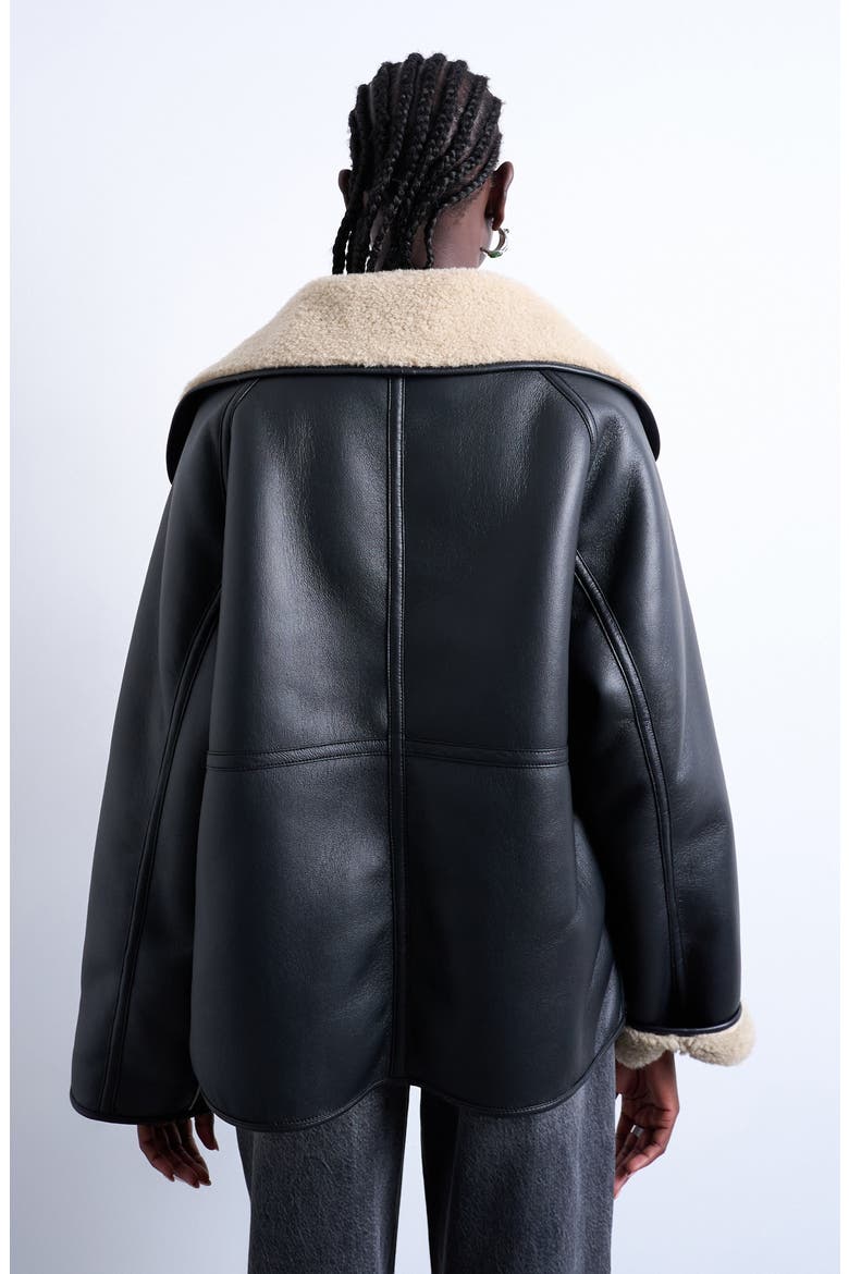 Oversize Reversible Faux Shearling Jacket, Alternate, color, CREAM MULTI