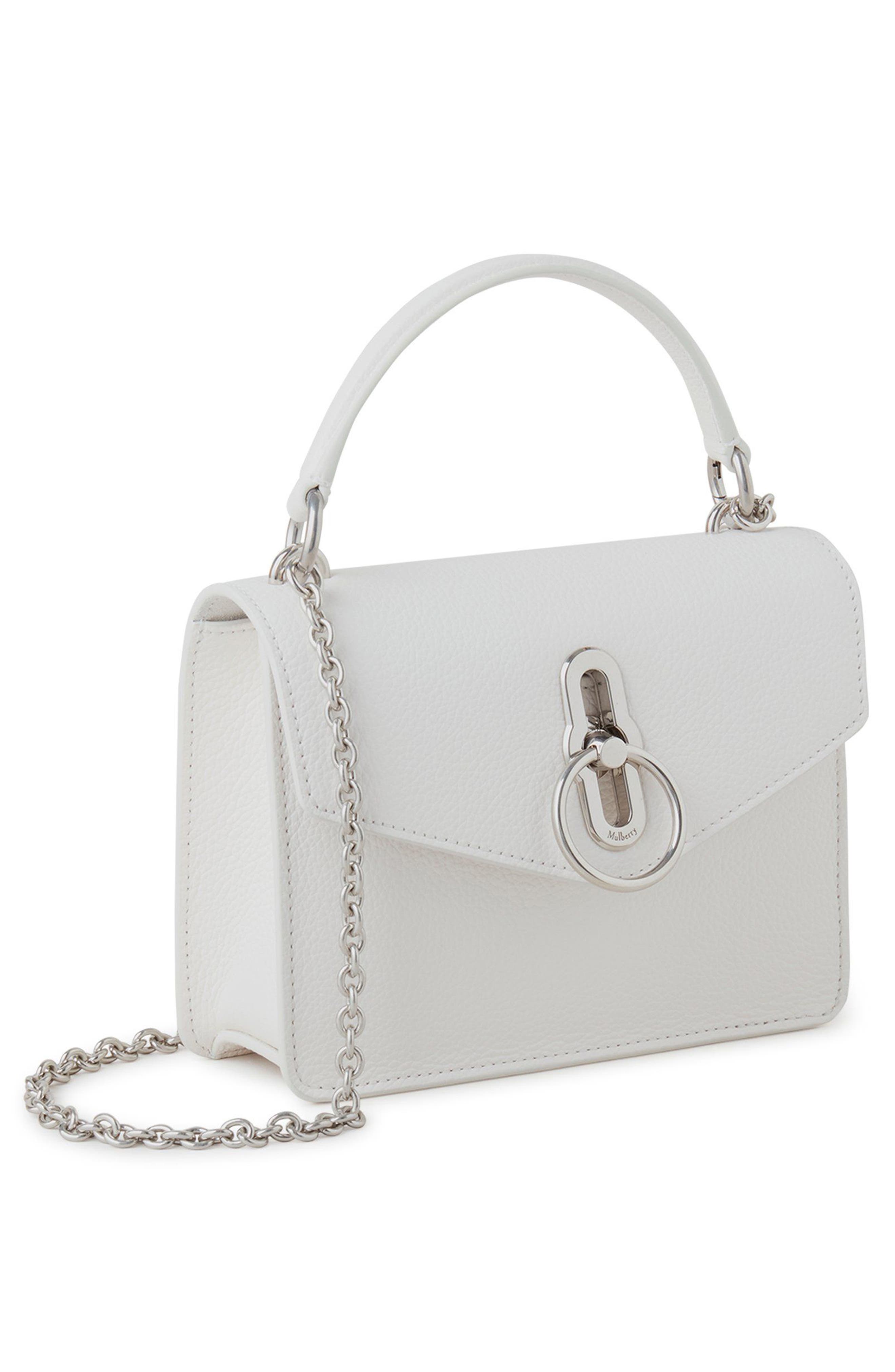 Mulberry Small Amberley Leather Crossbody Bag, Alternate, color, White