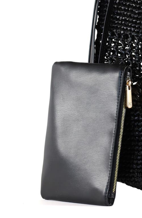 Sam Edelman Marcie Open Weave Raffia Bucket Bag In Black