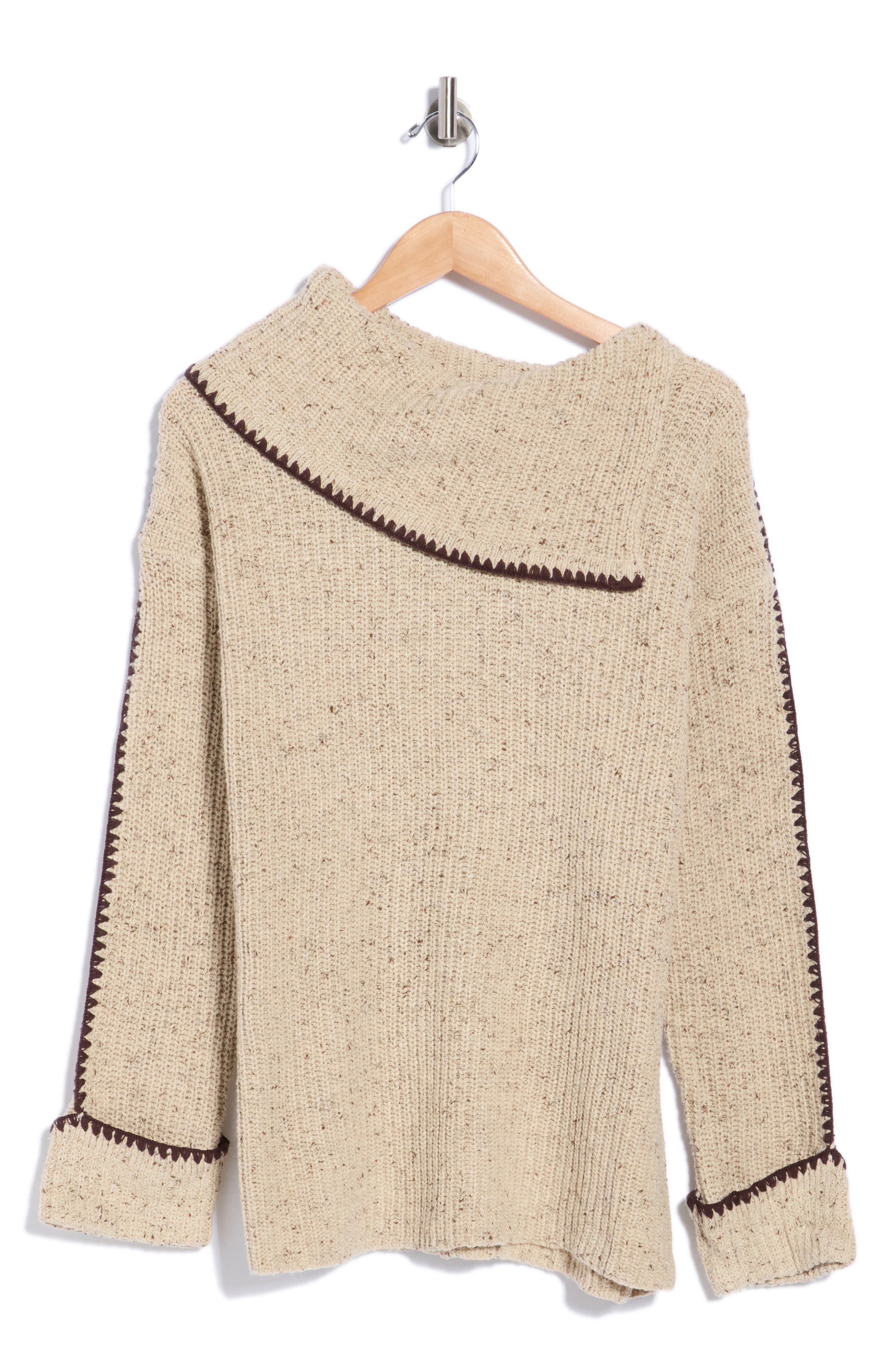 Whipstitch Trim Pullover Sweater