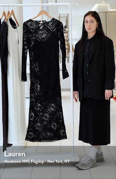 MANGO Crochet Long Sleeve Maxi Dress (Women) | Nordstromrack