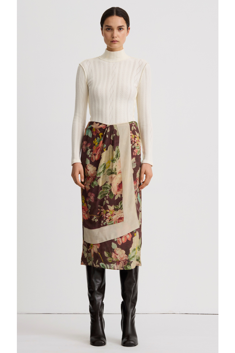 Asymmetrical Overlay Skirt, Alternate, color, Mocha Floral