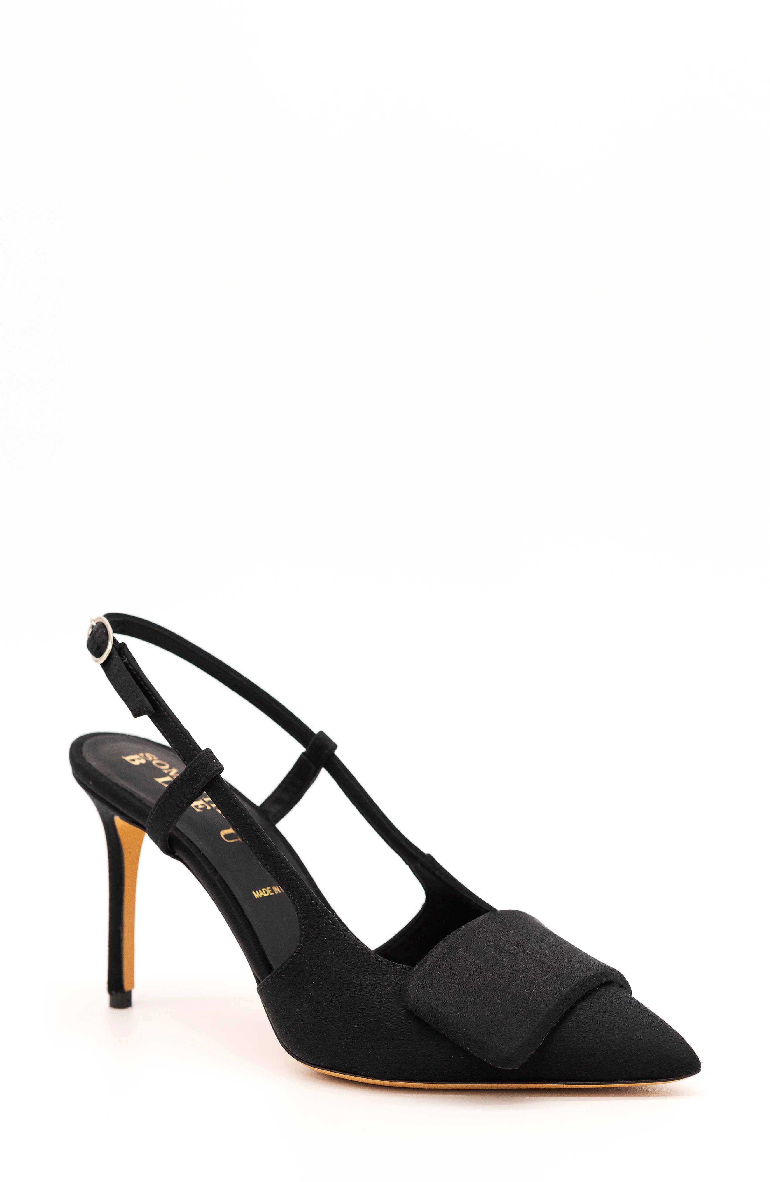 Halen Pointed Toe Slingback Pump, Main, color, BLACK SATIN