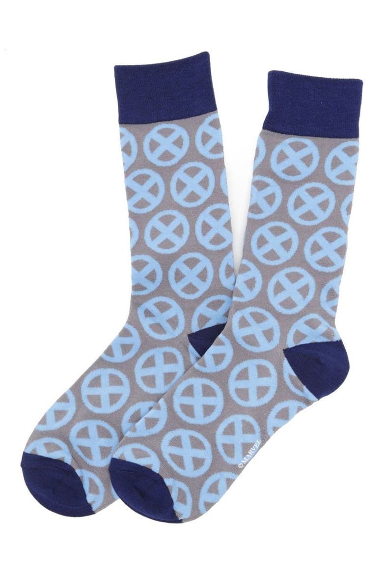X-Men 3-Pack Assorted Crew Socks & Lapel Pin Set, Alternate, color, RED MULTI