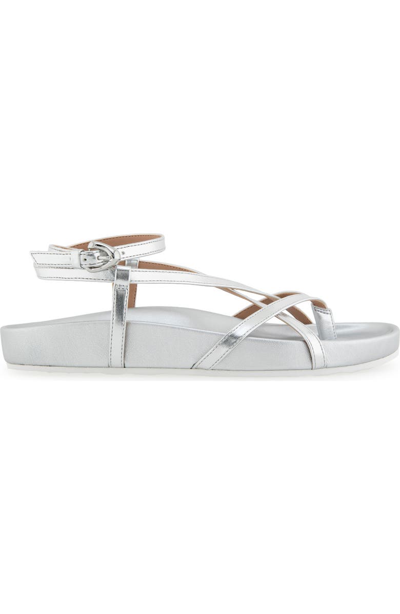 Aerosoles Leera Ankle Strap Flat Sandal, Alternate, color, Silver Metallic Faux Leather