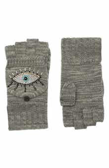 Kurt Geiger London Evil Eye Convertible Crystal Embellished Mittens