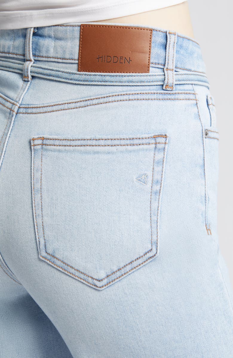 HIDDEN JEANS Belted High Waist Raw Hem Straight Leg Jeans, Alternate, color, 