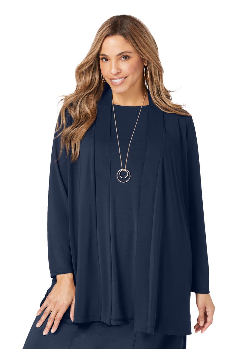 Stretch Knit Open Front Knit Topper, Main, color, NAVY