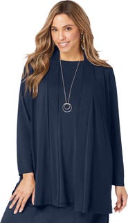 Jessica London Stretch Knit Open Front Knit Topper