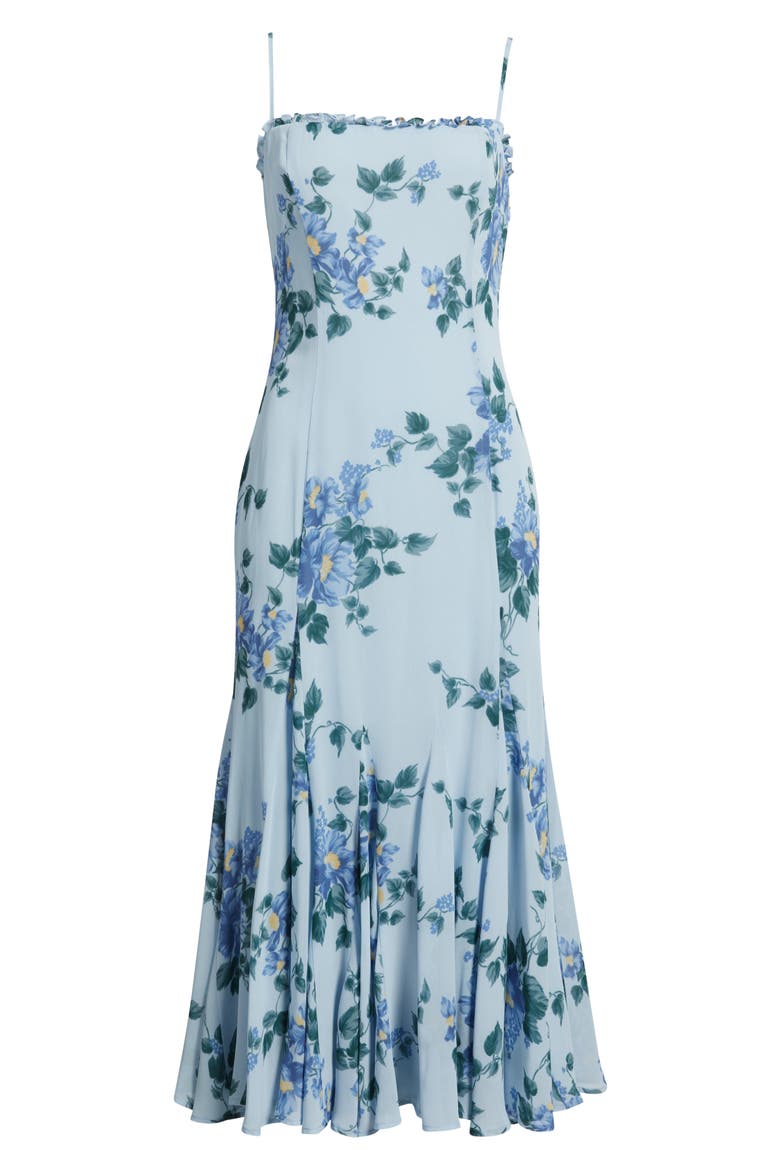 Lilibet Floral Ruffle Trim Midi Dress, Alternate, color, FRESH AIR