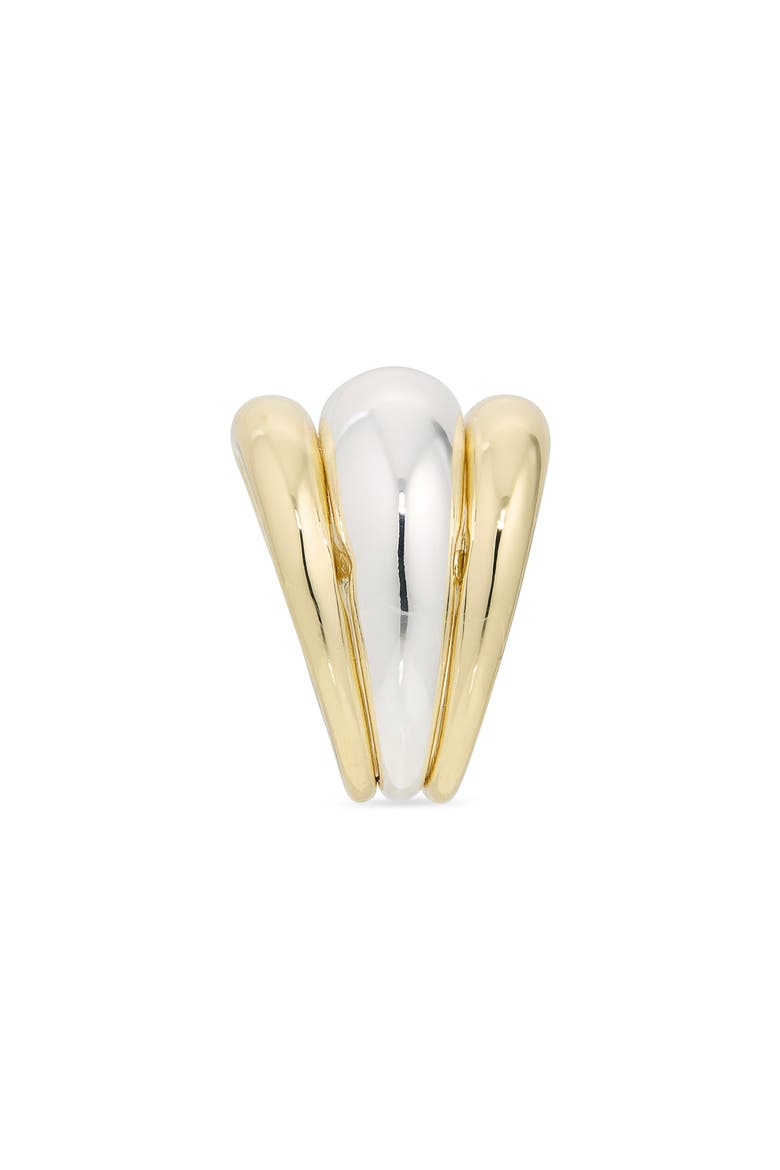 Wide Triple Band Ring, Alternate, color, GOLD- SILVER