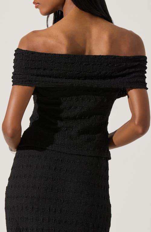 Astr The Label Off The Shoulder Textured Knit Top In Black
