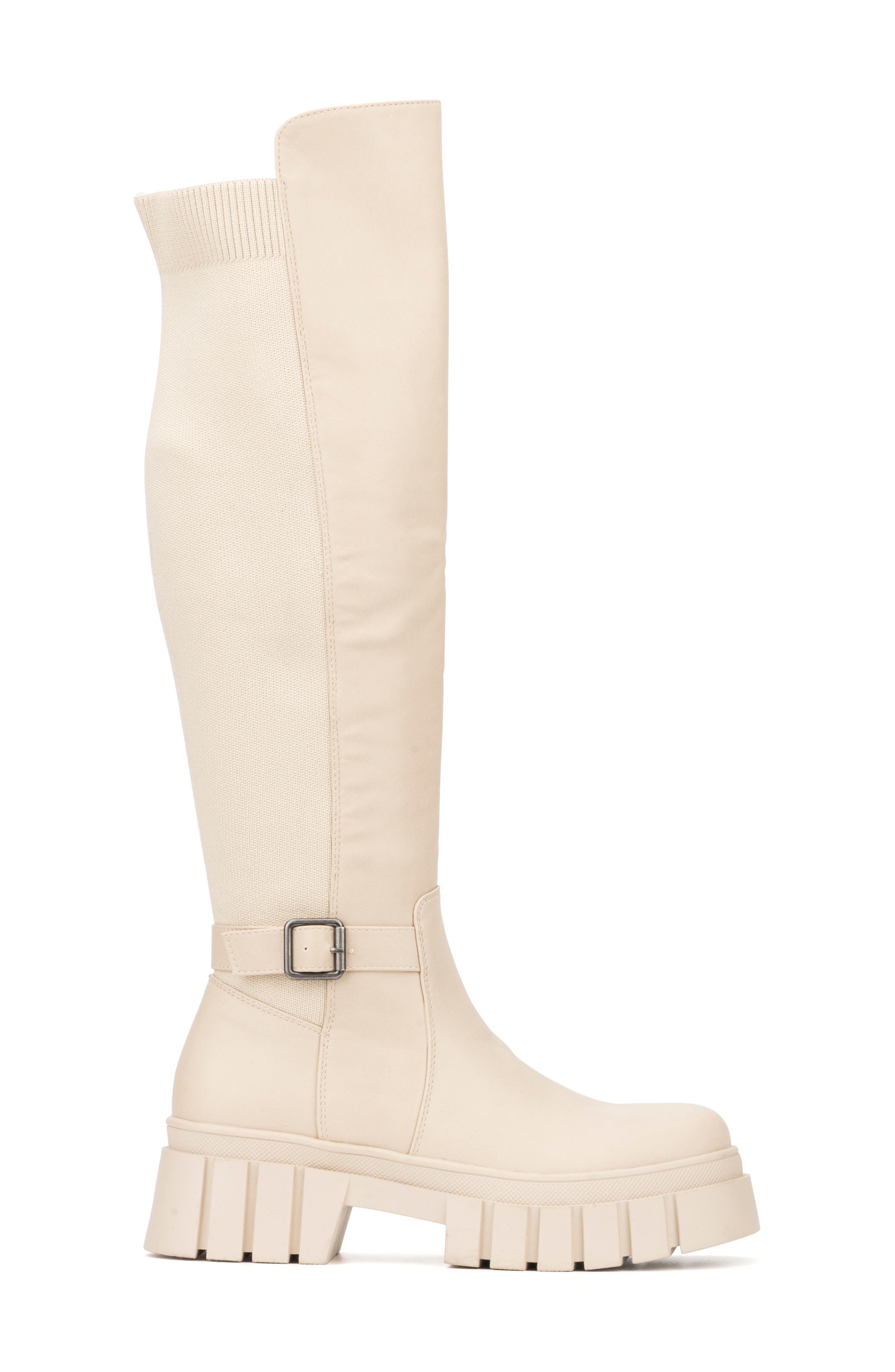 NEW YORK AND COMPANY Sara Lug Sole Boot, Alternate, color, Bone