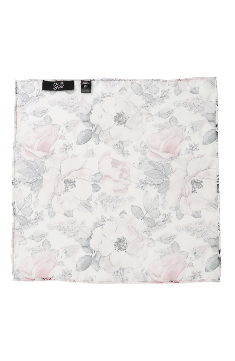 Cufflinks, Inc. Painted Floral Silk Pocket Square, Alternate, color, Grey