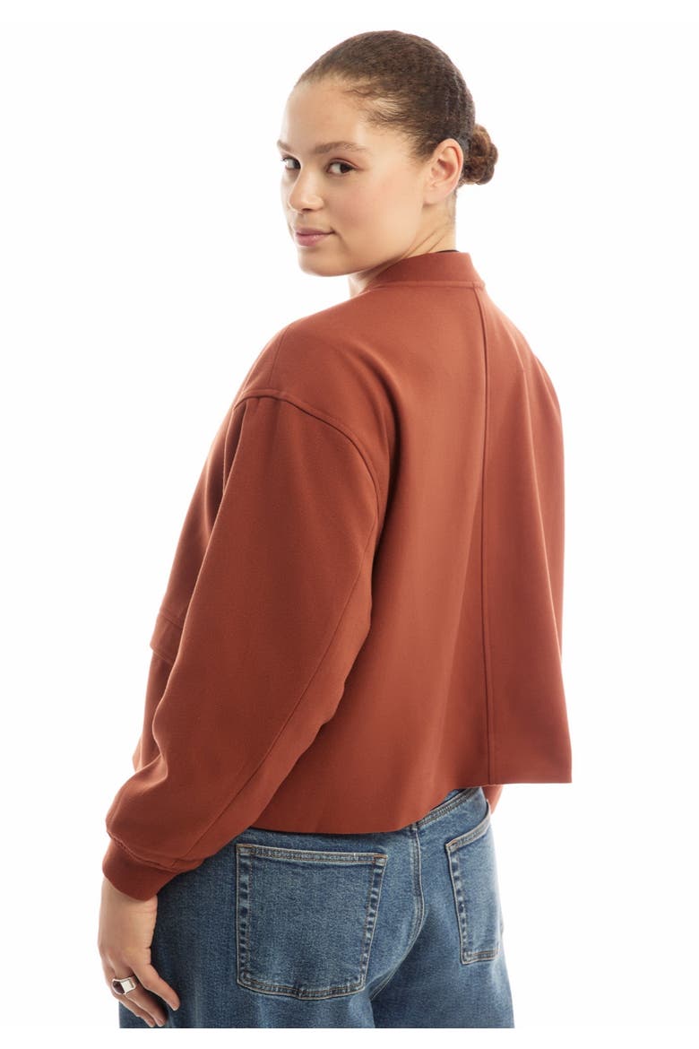 Cropped Bomber Jacket, Alternate, color, BROWN PATINA