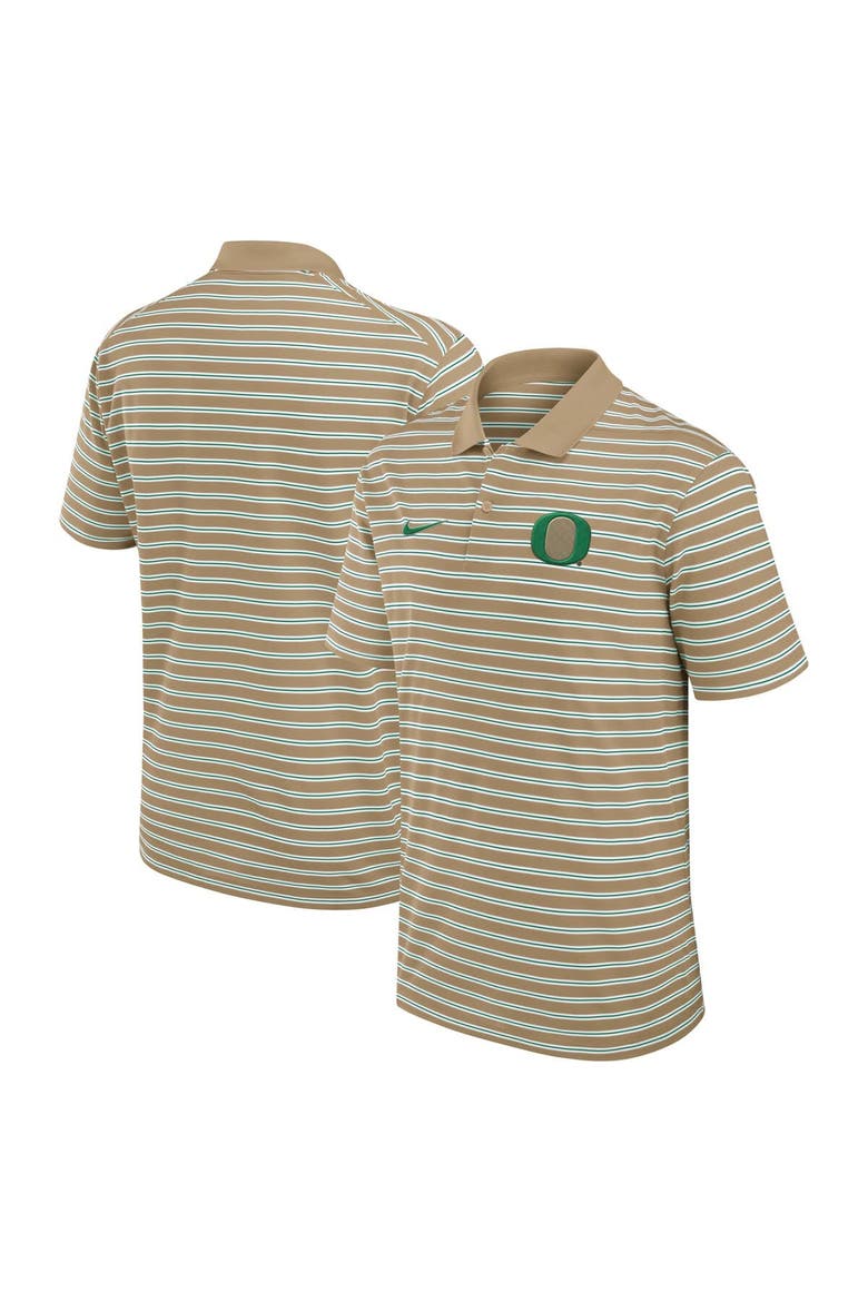 Men's Nike Tan Oregon Ducks Athletic Prep Striped Performance Polo, Main, color, Tan