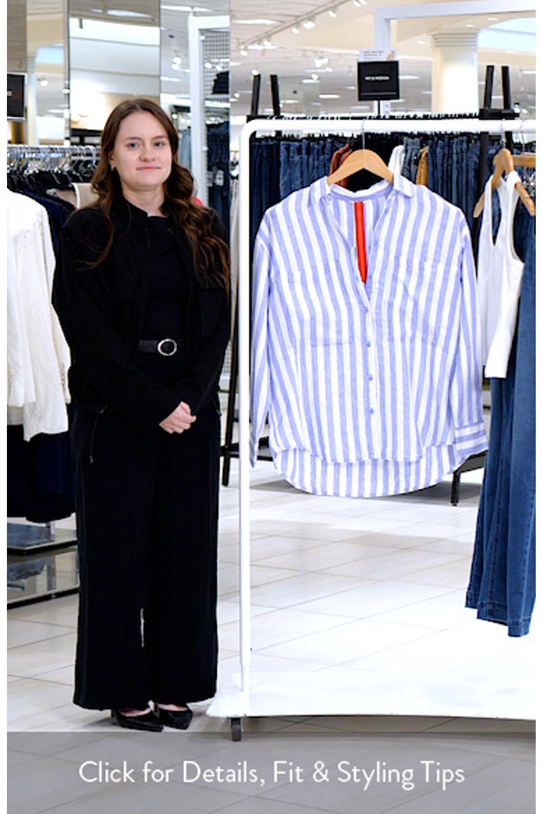 Getaway Stripe Linen Cover-Up Shirt video