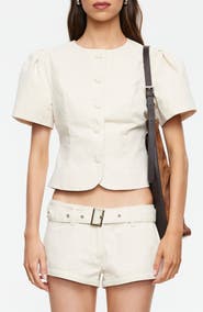 LIONESS Puff Shoulder Cotton Top