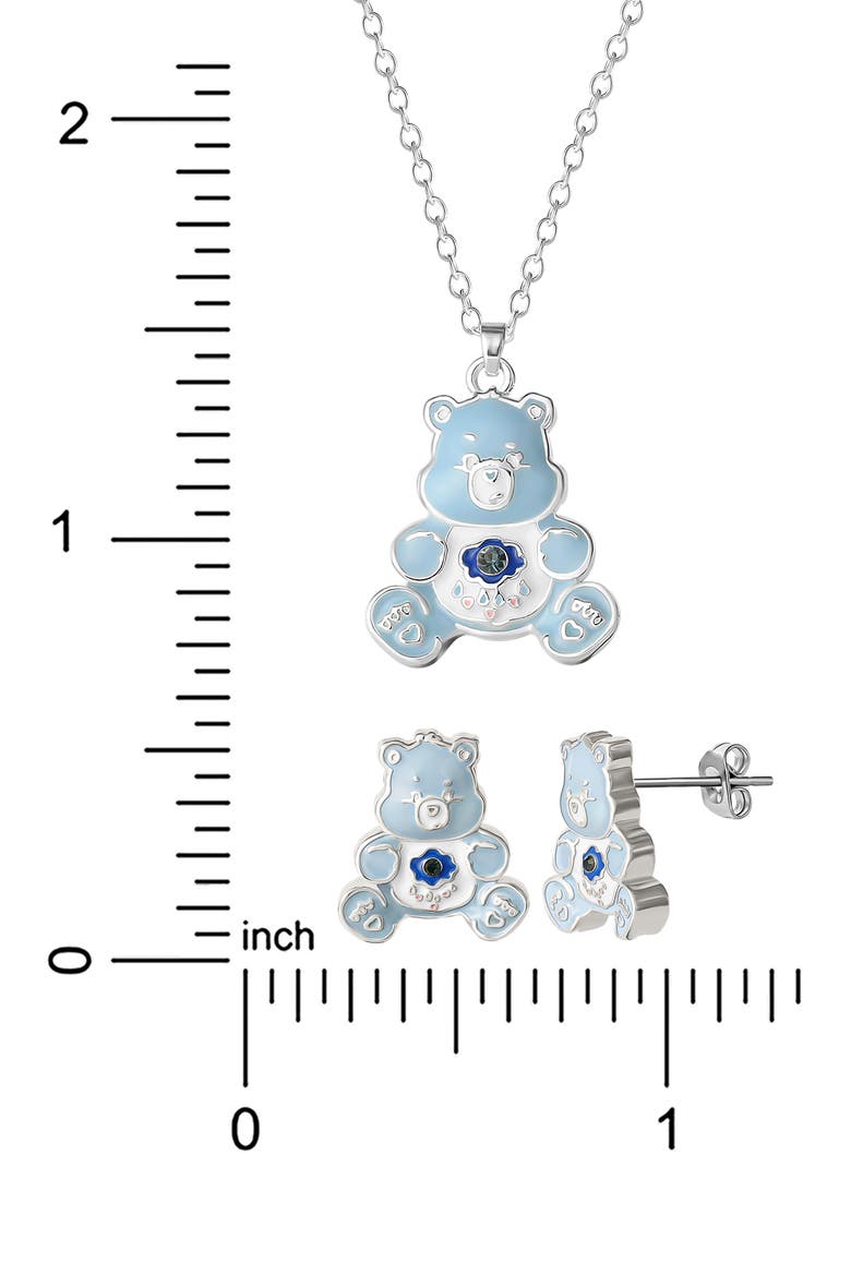 Care Bears® Cubic Zirconia & Enamel Charm Bracelet & Stud Earrings Set, Alternate, color, BLUE AND WHITE