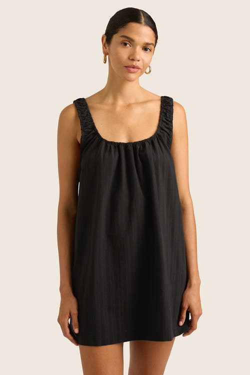 Hope And May Nia Cotton Linen Mini Dress In Ink
