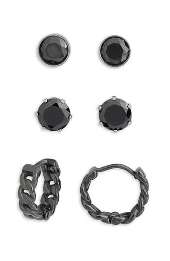 American Exchange Set Of 3 Stud And Hoop Earrings