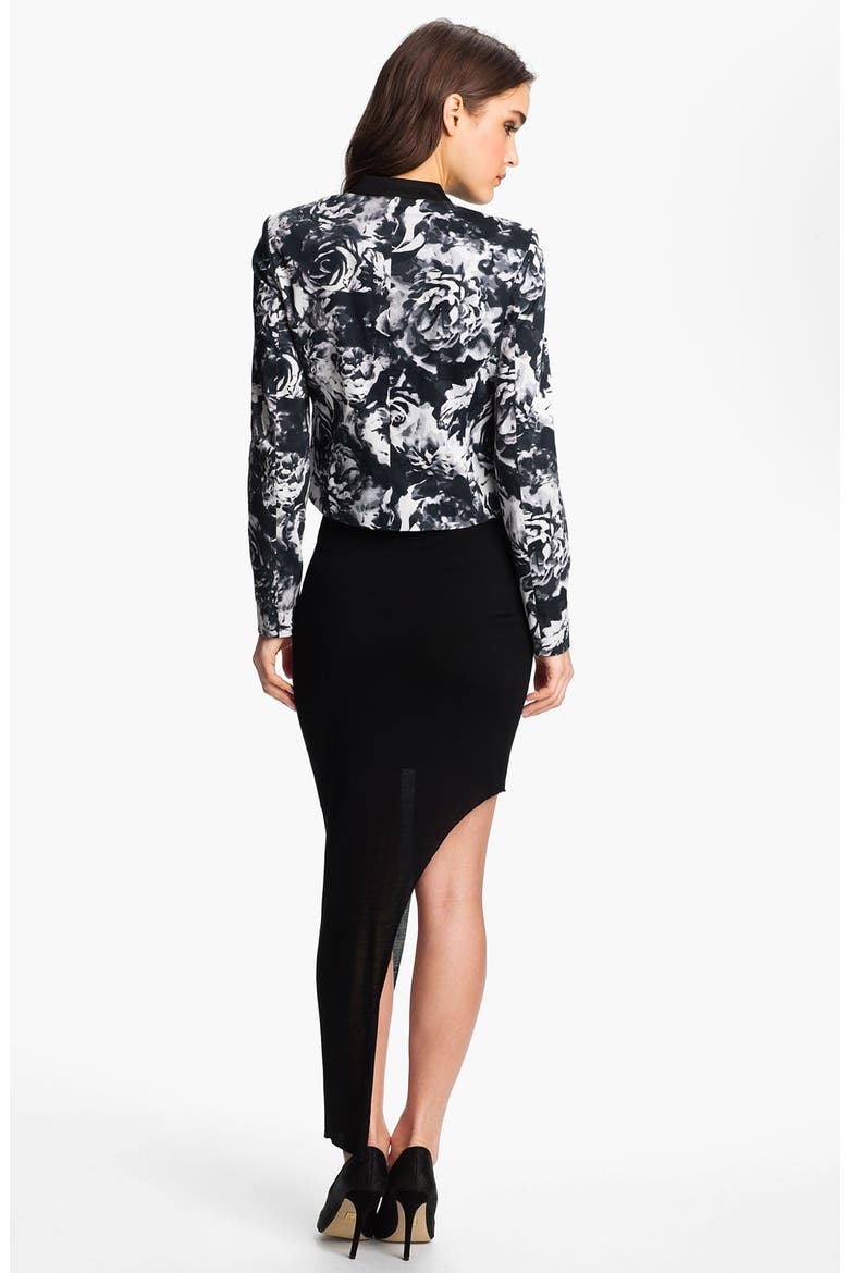 Floral Print Tuxedo Blazer, Alternate, color, BLACK/ WHITE DIGITAL PRINT
