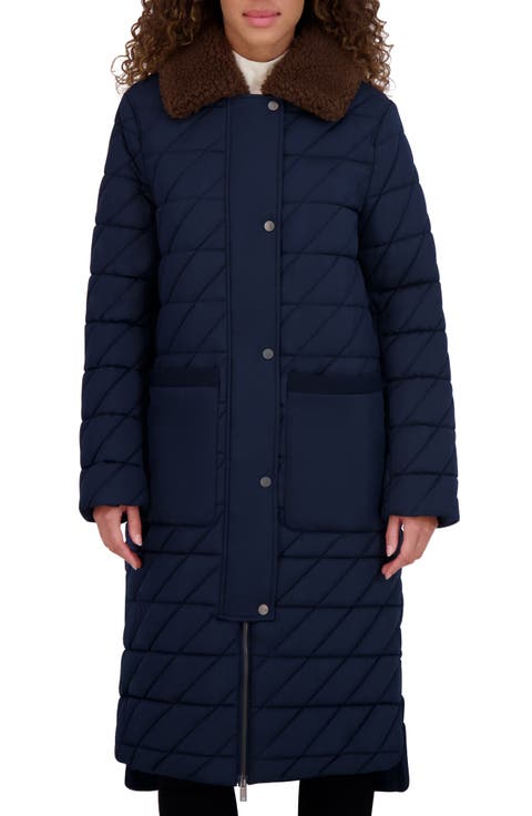 Maxine Quilted Coat with Faux Shearling Collar