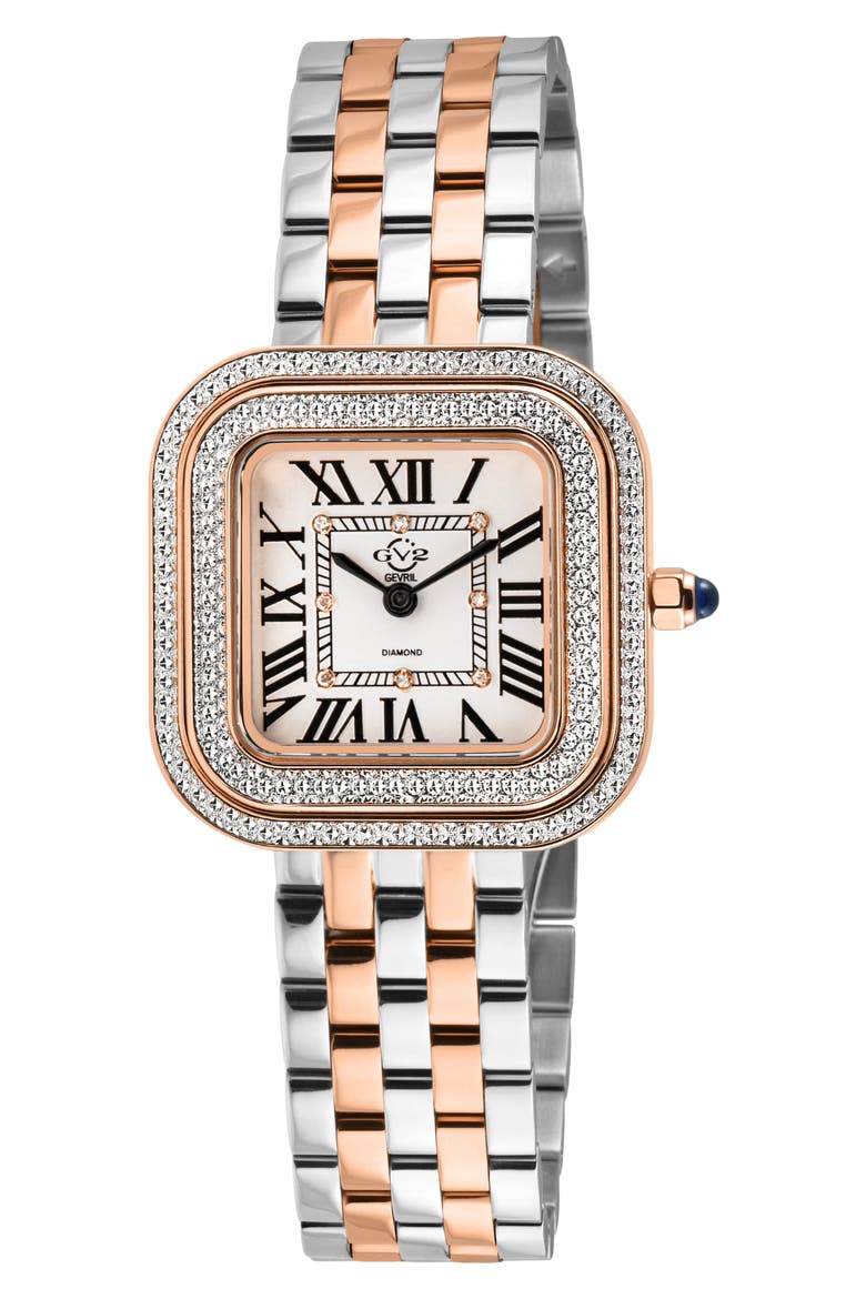 Bellagio Diamond Swiss Bracelet Watch, 30mm, Main, color, TWO-TONE SS/ ROSE GOLD