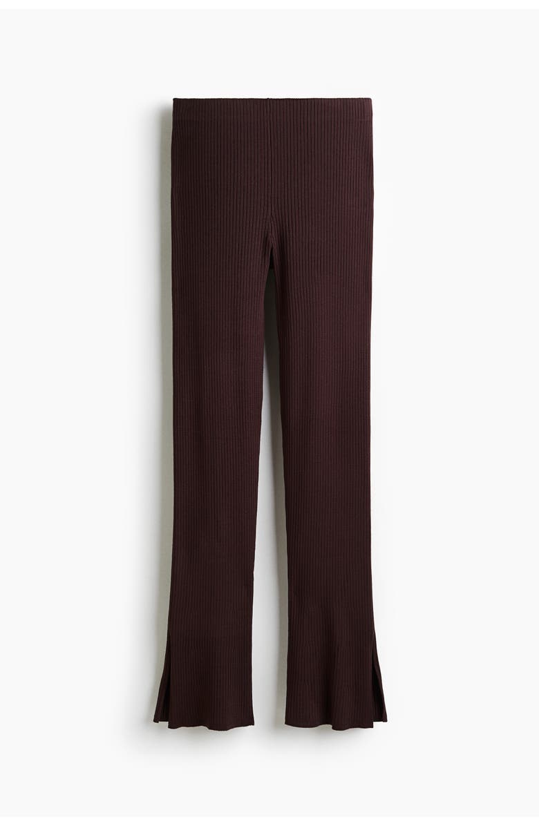 H&M Rib-knit Trousers, Main, color, Dark Brown