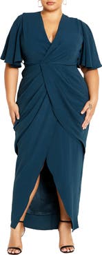 City Chic Braelynn Textured Crepe Maxi Dress
