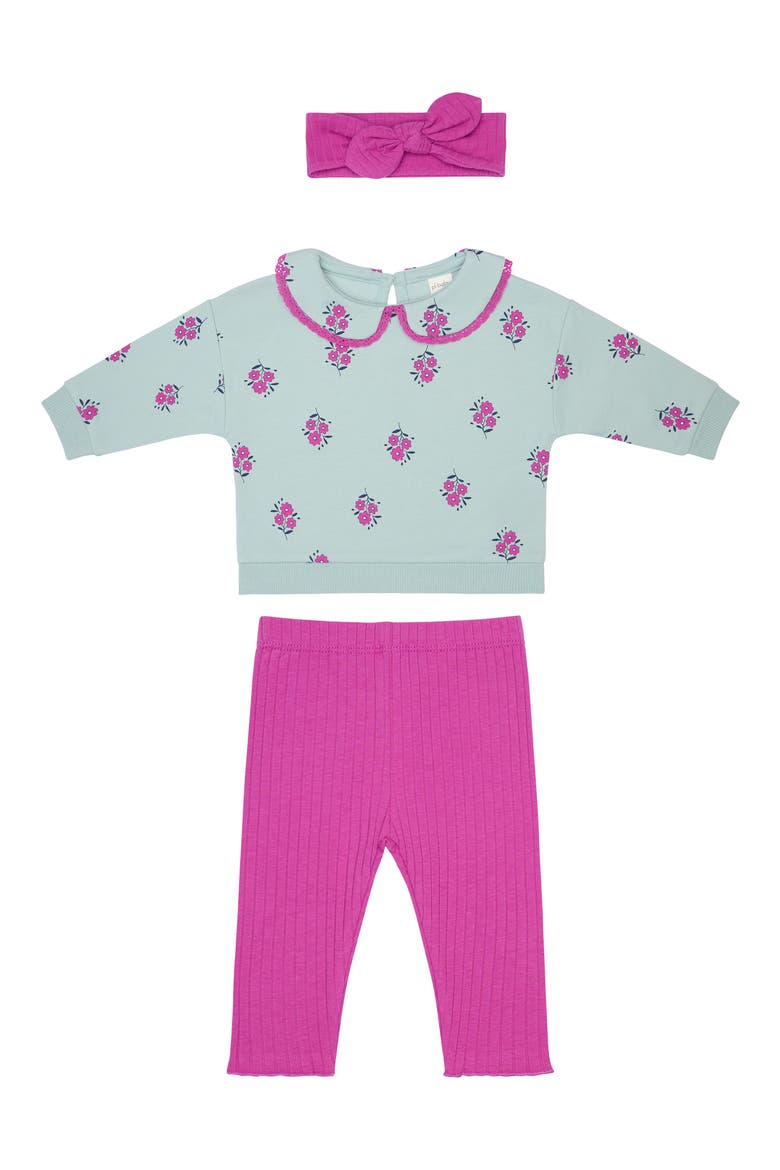 Collared Sweatshirt, Leggings & Headband Set, Alternate, color, FLOWER