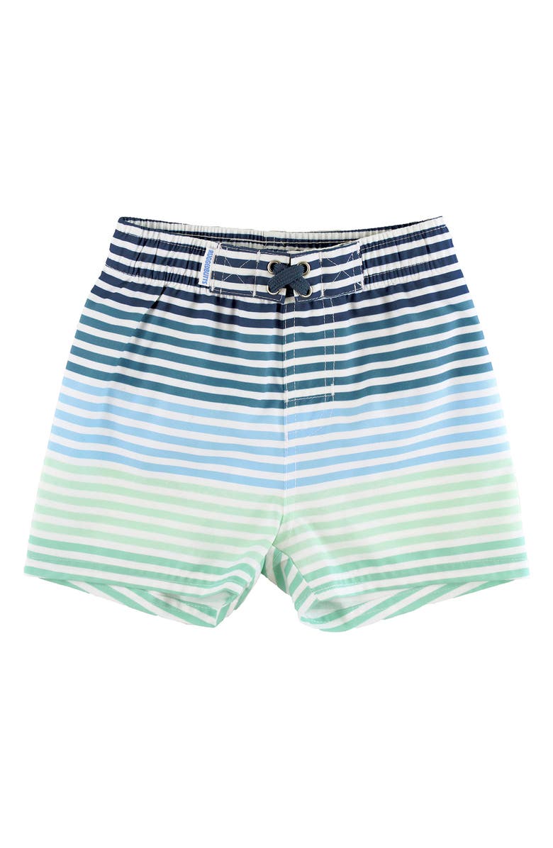 RuggedButts Kids' Stripe Swim Trunks, Main, color, Blue Green Multi